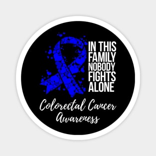 Family Support Dark Blue Ribbon Colorectal Cancer Awareness Magnet